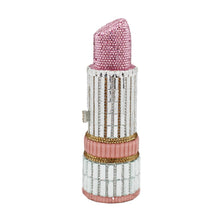 Load image into Gallery viewer, silver pink Lipstick Clutch purse