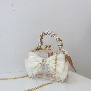 "Pearly" Bow Acrylic Evening Clutch