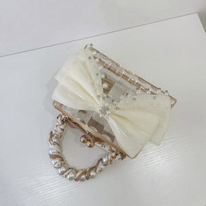 "Pearly" Bow Acrylic Evening Clutch